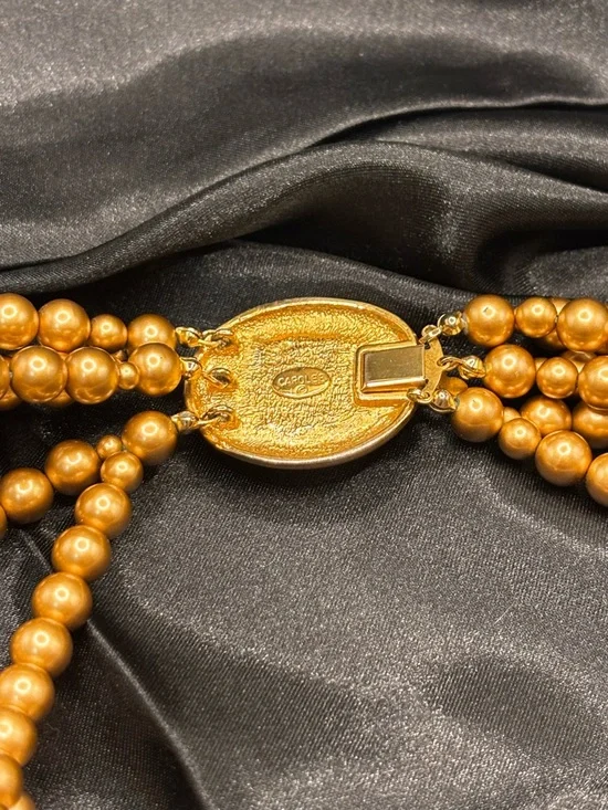 Vintage Carolee Gold Multi Strand 14” Statement Necklace Glam Luxe - Picture 8 of 8